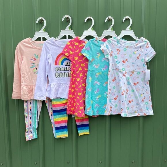 TODDLER Girls Cotton Shirts Pants & Dresses Bundle 7-Piece Bundle Size 3T - Picture 1 of 16